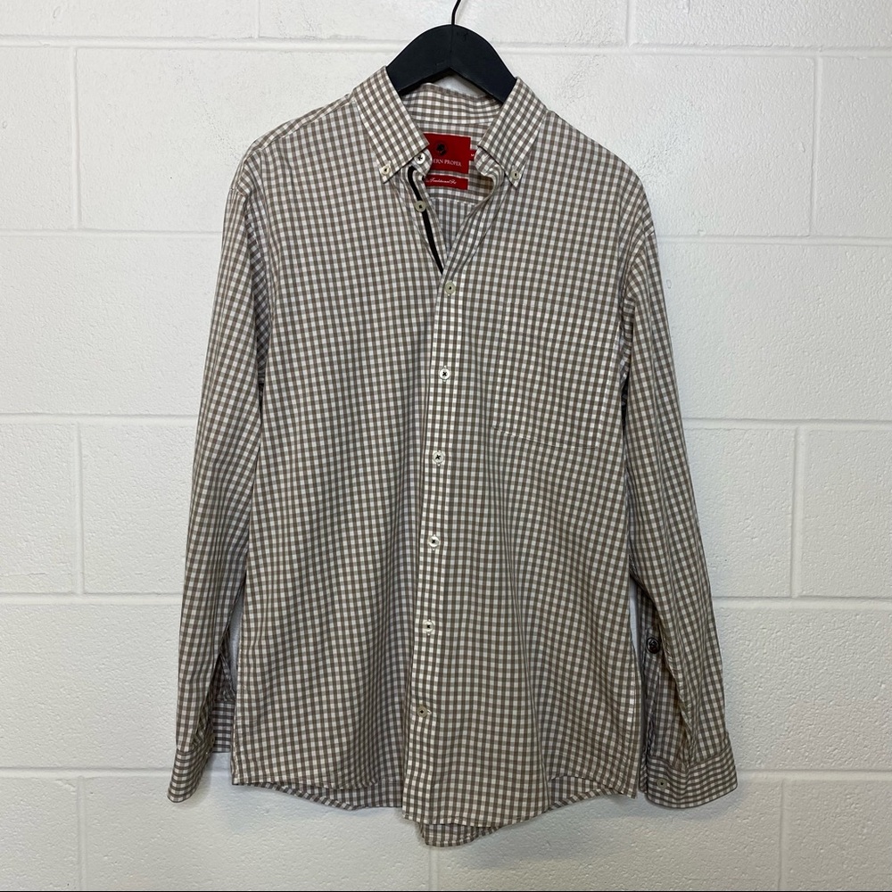 Southern Proper Brown and White Plaid Size Medium Button Down Shirt